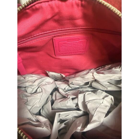 NWT Coach Signature Stripe Hobo 23769E & Wallet F48774 Set SV/Khaki Punch Pink - Picture 15 of 16